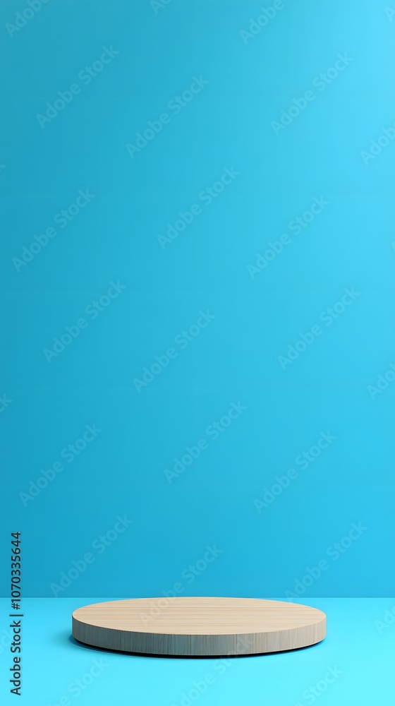 Aufkleber blue background podium with minimalist simple shapes, featuring clean lines and geometric forms, ide