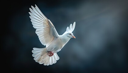Obraz premium white pigeon flying isolated on transparent background 