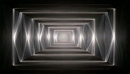 Futuristic pattern, tunnel, black and white, illuminated space