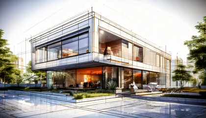 Obraz premium Urban streets, cityscape, abstract architectural composition