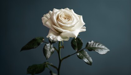 Fototapeta premium Single white rose isolated on transparent 
