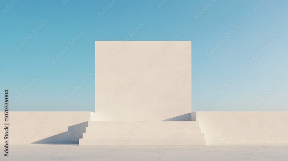 Poster empty white space with a minimalist design featuring elegant arches, clean lines, and soft lighting,