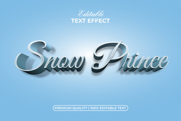 White Text Effect 3D Snow Prince. Editable Text Effect.