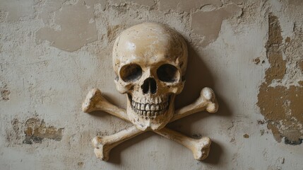 Skull and Crossbones on Worn Background