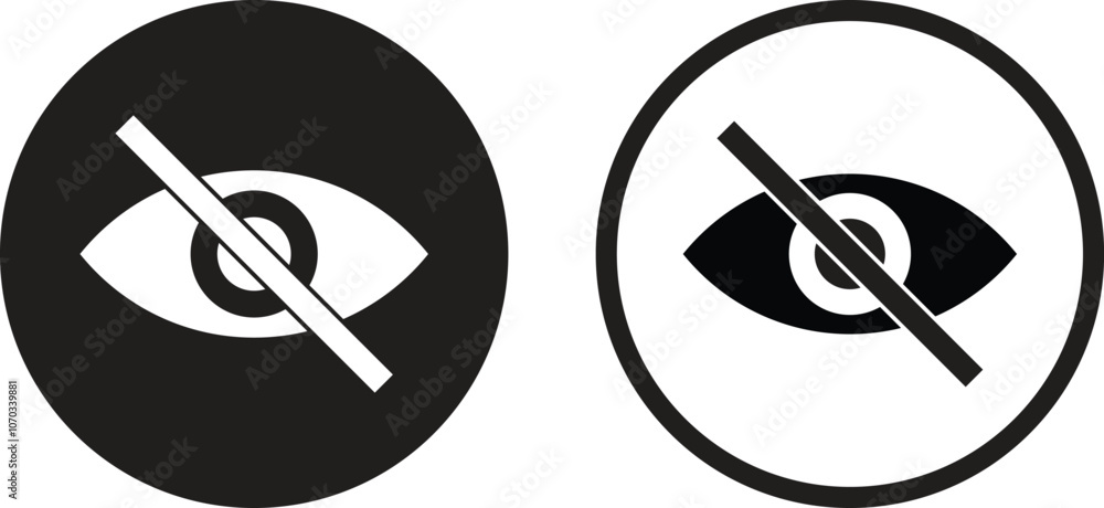Poster sensitive content icon set in two styles . unseen icon . hidden icon vector
