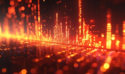 Obraz premium Stock chart with financial icons floating around it, showcasing market dynamics, 3D illustration