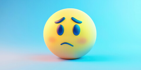 Naklejka premium A sad face with blue eyes and a blue mouth