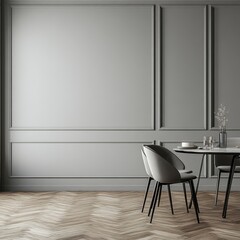 A room with a white wall and a table with a vase on it