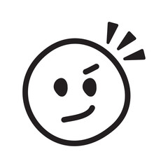 手書きのかわいい絵文字・顔文字アイコン　ドヤ顔　キメ顔　黒