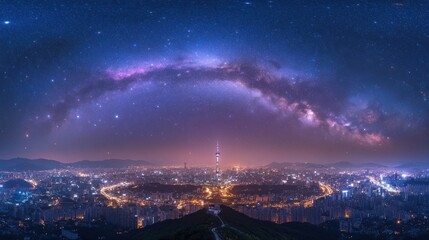 Milky Way Over Cityscape