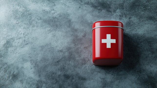 Modern 3D Red First Aid Kit with White Cross - High Res Stock Image