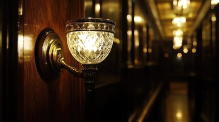 Elegant Vintage Light Fixture in Dimly Lit Hallway