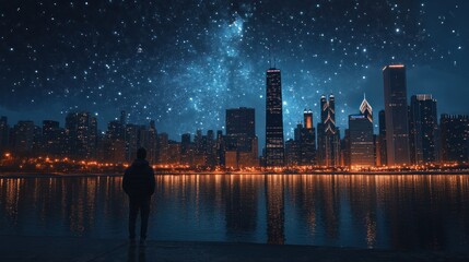 Fototapeta premium Night Sky over Cityscape