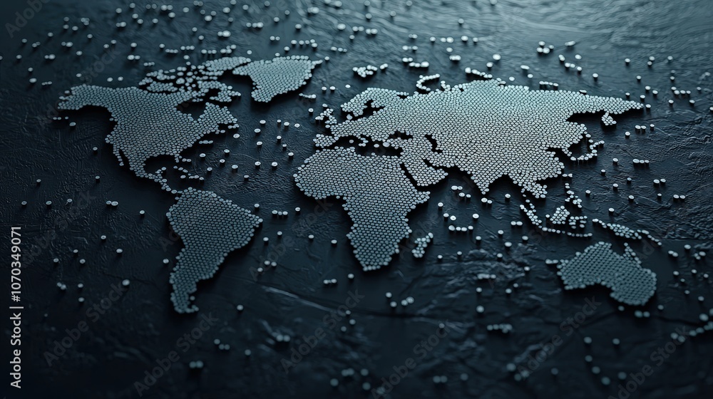 Poster abstract image of braille dots creating a world map