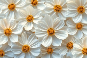 Obraz premium White flowers with golden centers arranged artistically on a light background