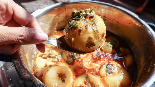 Delicious Indian curry of Round gourd also known as Tindsi, Tinde ki sabji