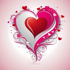 A Large Red Heart Surrounded by Swirling Pink and White Floral Designs