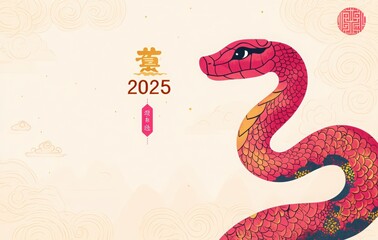 Obraz premium red lanterns, firecrackers, fireworks, auspicious clouds. 2025 Chinese New Year. Happy New Year 2025