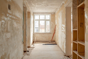 Fototapeta premium apartment at the stage of internal finishing, renovation in the apartment finishing