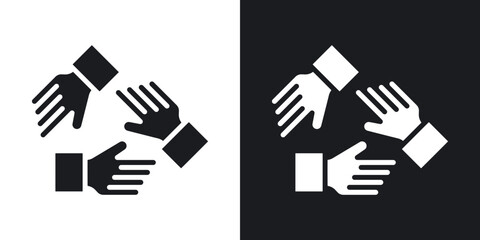 Teamwork icon in solid black and white color