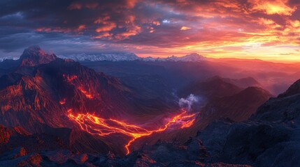 Fototapeta premium Volcanic Eruption at Sunset