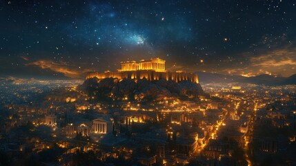 Fototapeta premium Nighttime View of Acropolis