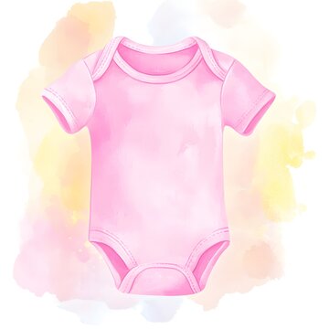recommend clip art: Watercolor Pink Baby Bodysuit Illustration   Newborn Clothes Design