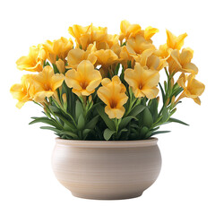 Golden Delight: A vibrant bouquet of yellow flowers in a beige pot, radiating warmth and serenity. Perfect for adding a touch of nature's beauty to any space. 