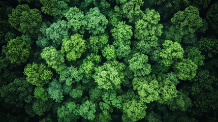 Fototapeta premium During the summer, an aerial view shows an abundance of trees in a lush forest