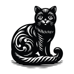 Cute Cat Black Vector, SVG