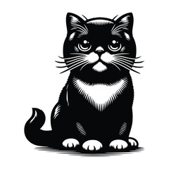 Cute Cat Black Vector, SVG