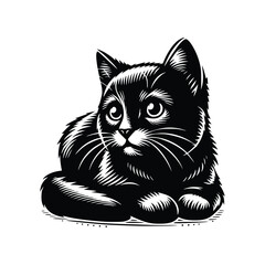Cute Cat Black Vector, SVG