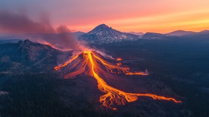 Volcanic Eruption at Sunset