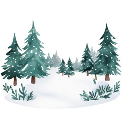 Fototapeta premium christmas tree with snow clipart, Snowy Landscape, PNG files, transparent background.