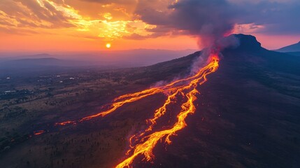 Volcanic Eruption at Sunset