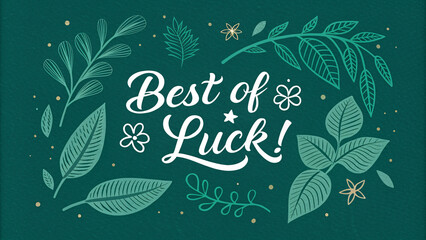 Best of Luck in White Calligraphy on Emerald Background Background