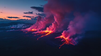 Volcanic Eruption at Sunset