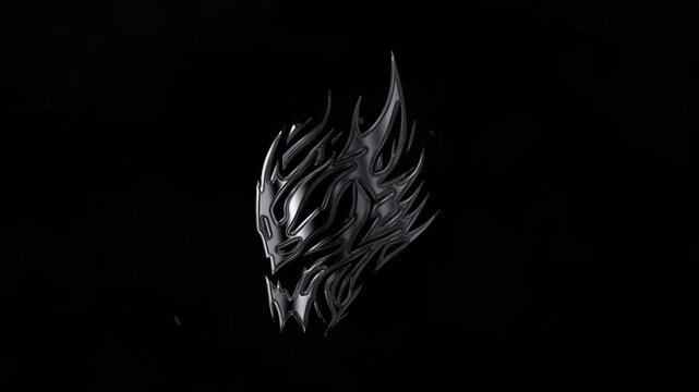 3D Metallic Dragon Head Logo on Dark Background &ndash; Brutal Fantasy Style