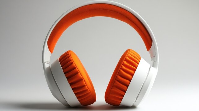 White Headphones with Orange Cushions