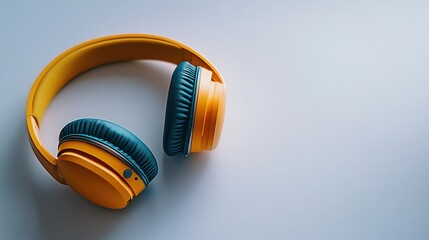 Naklejka premium Yellow Headphones on a White Background