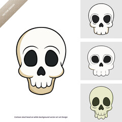 Cartoon skull head on white background vector art set Design 