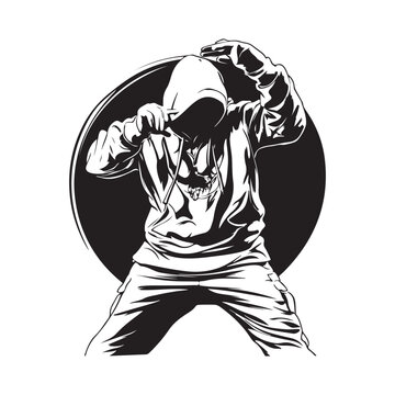 recommend clip art: Hip hop dancer silhouette vector illustration isolated on white background.