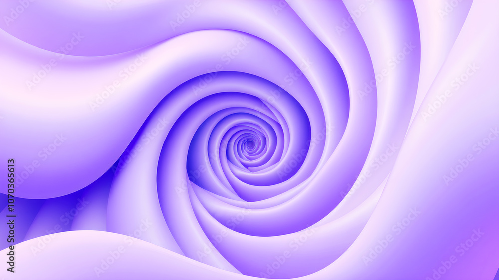 Poster a series of soft, spiral waves with gradient purples and blues, creating a vortex effect that feels 
