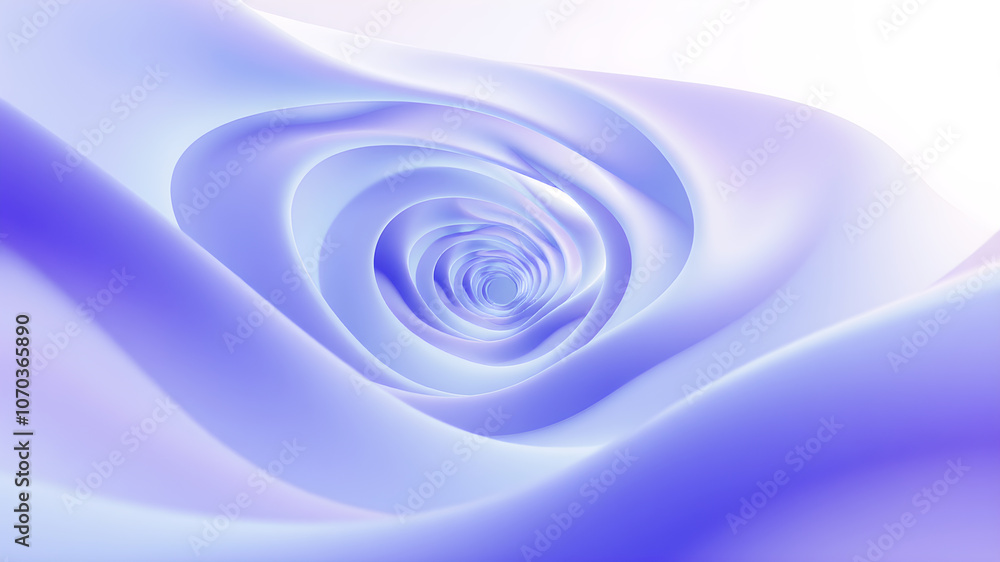 Poster a series of soft, spiral waves with gradient purples and blues, creating a vortex effect that feels 