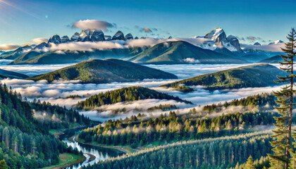 winter landscape with mountains