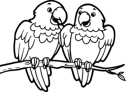 two parrots on a branch
