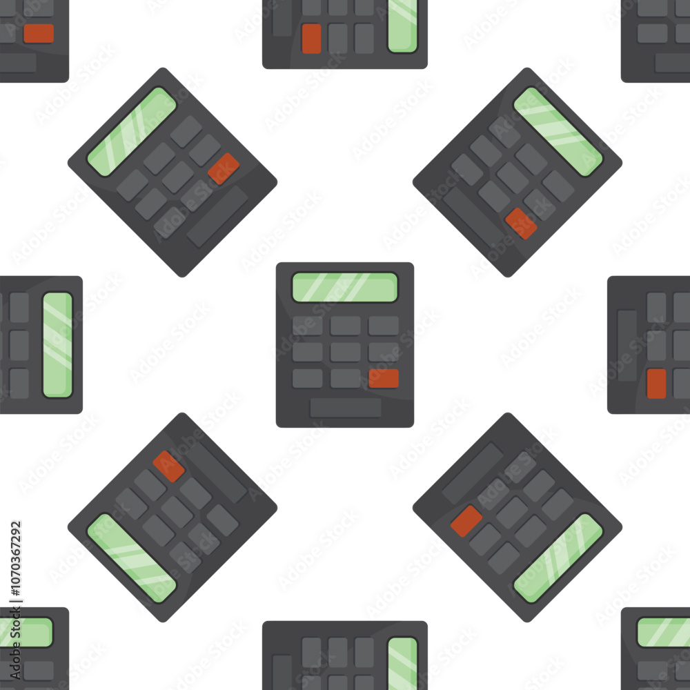 Aufkleber seamless pattern of calculators with green displays and buttons, ideal for representing accounting, 