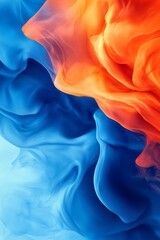 Abstract Fluid Art Background. Digital Painting Of Swirls And Whorls Of Blue And Orange Colors.