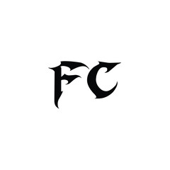 FC monogram logo design letter text name symbol monochrome logotype alphabet character simple logo
