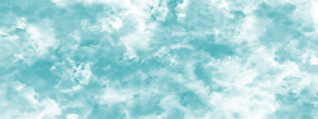 Abstract background with Clouds and blue sky. Bright sky with white clouds. Texture design Panoramic grunge texture pattern. Seamless Aqua Organic Abstract Tie Dye Textile. 